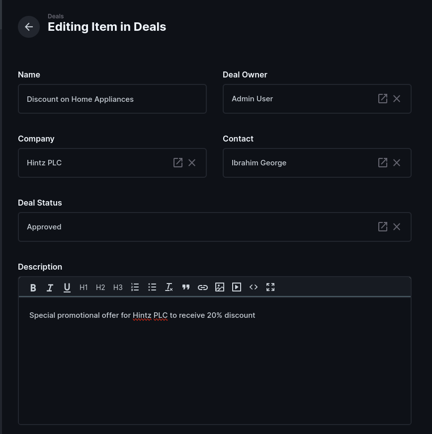 Directus Deal Scheme Layout
